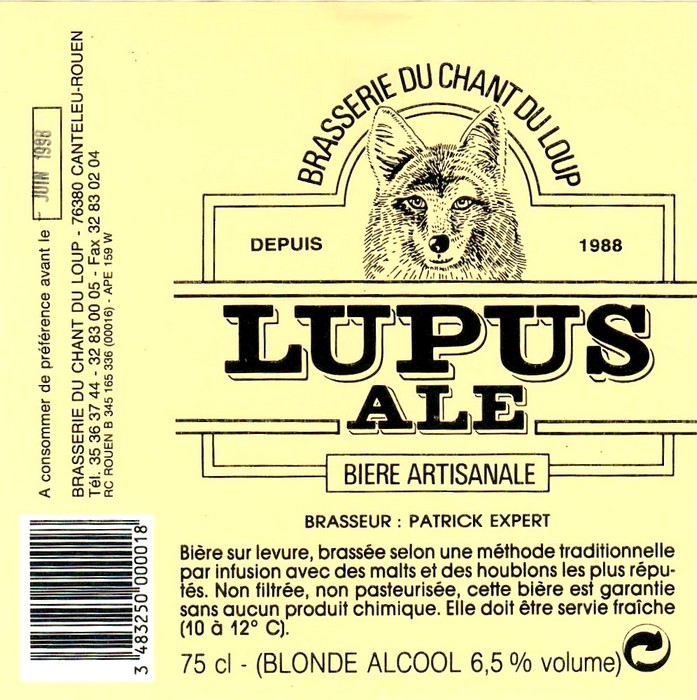 Etiquette BRASSERIE DU CHANT DU LOUP 04