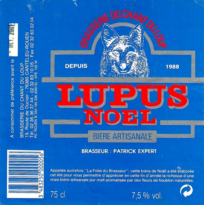 Etiquette BRASSERIE DU CHANT DU LOUP 18