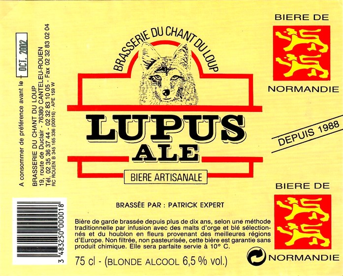 Etiquette BRASSERIE DU CHANT DU LOUP 35