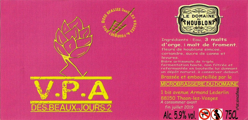 Etiquette BRASSERIE LE DOMAINE DU HOUBLON 28