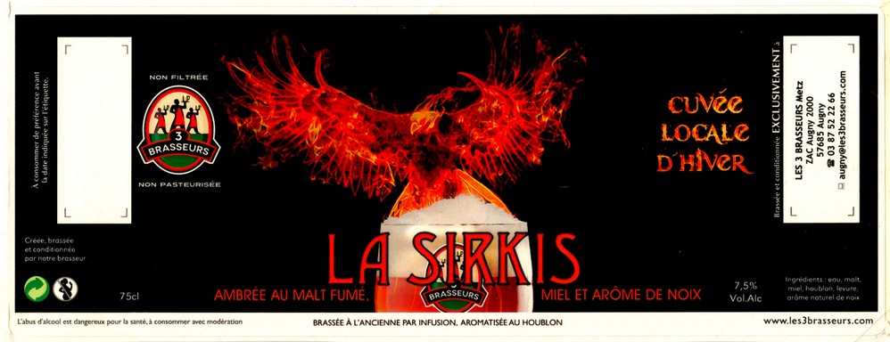 etiquette BRASSERIE LES 3 BRASSEURS AUGNY 06