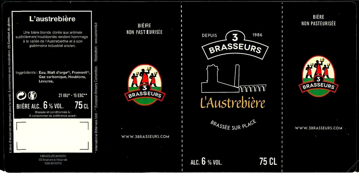 Etiquette BRASSERIE LES 3 BRASSEURS BARENTIN 03