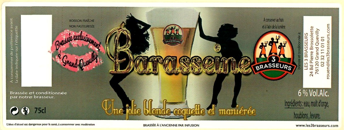 Etiquette BRASSERIE LES 3 BRASSEURS LE GRAND QUEVILLY 01