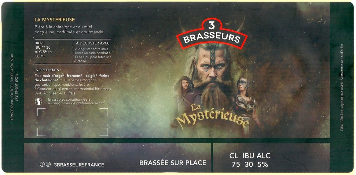 Etiquette BRASSERIE LES 3 BRASSEURS LESCAR 02