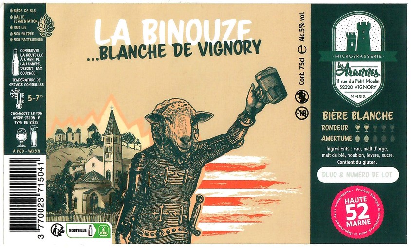 Etiquette BRASSERIE LES ARANNES 05