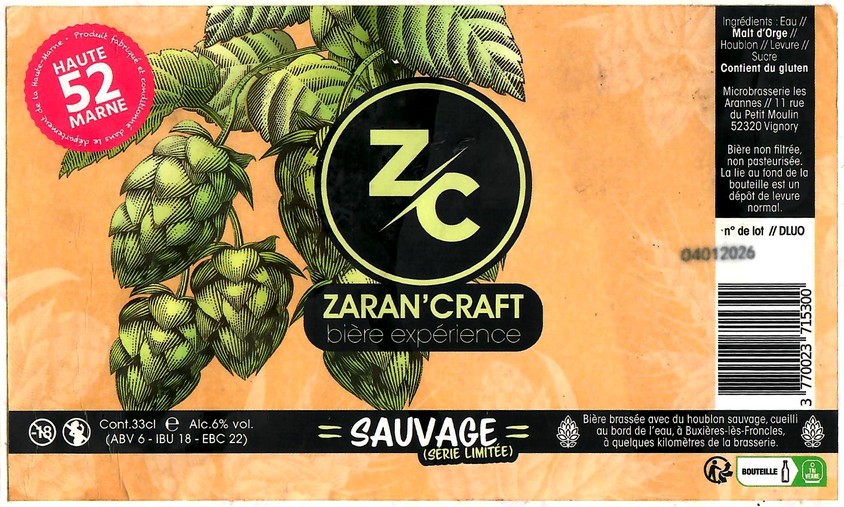 Etiquette BRASSERIE LES ARANNES 27