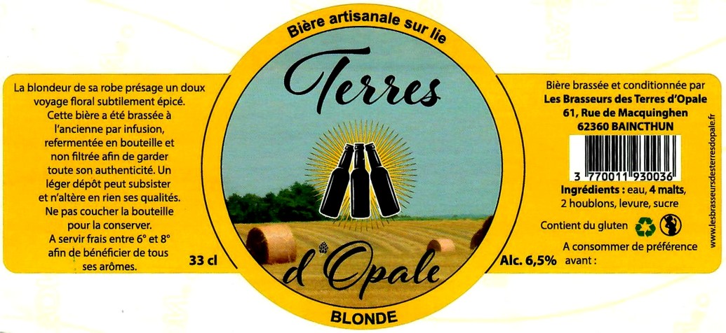 etiquette BRASSERIE LES BRASSEURS DES TERRES D'OPALE 06