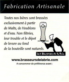 Etiquette BRASSERIE LES BRASSEURS DE LA BRIE 02B