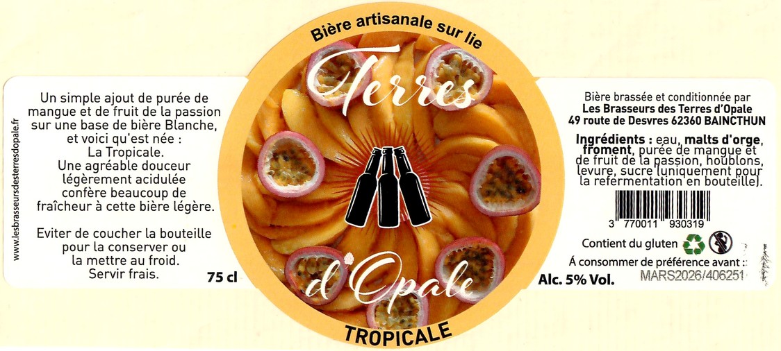 Etiquette BRASSERIE LES BRASSEURS DES TERRES D'OPALE 21