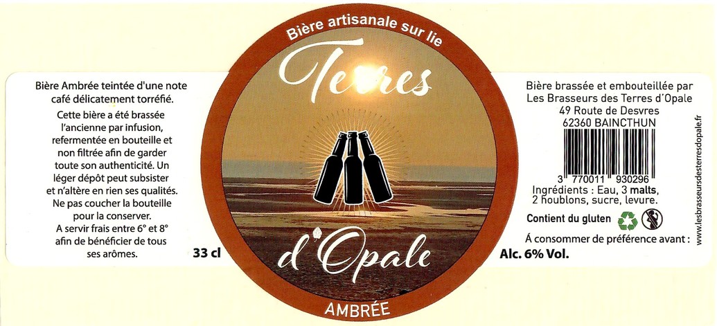 Etiquette BRASSERIE LES BRASSEURS DES TERRES D'OPALE 23