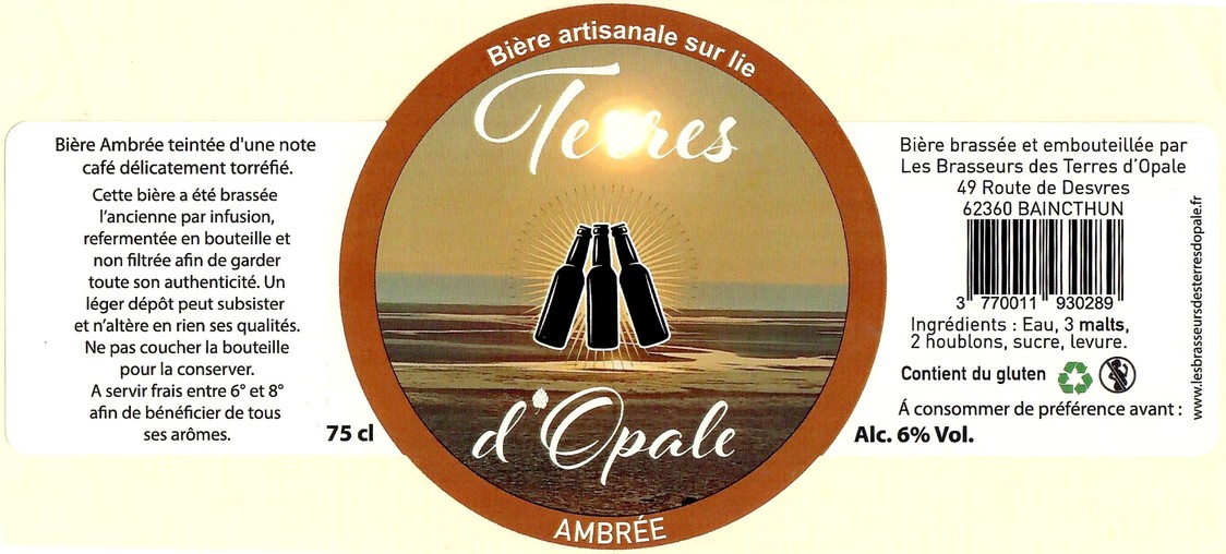 Etiquette BRASSERIE LES BRASSEURS DES TERRES D'OPALE 26