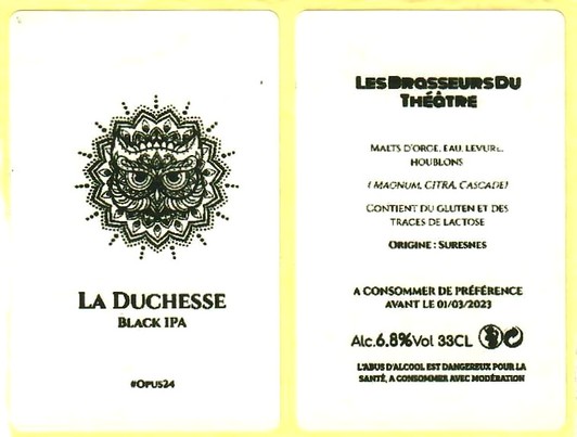 Etiquette BRASSERIE LES BRASSEURS DU THEATRE 02