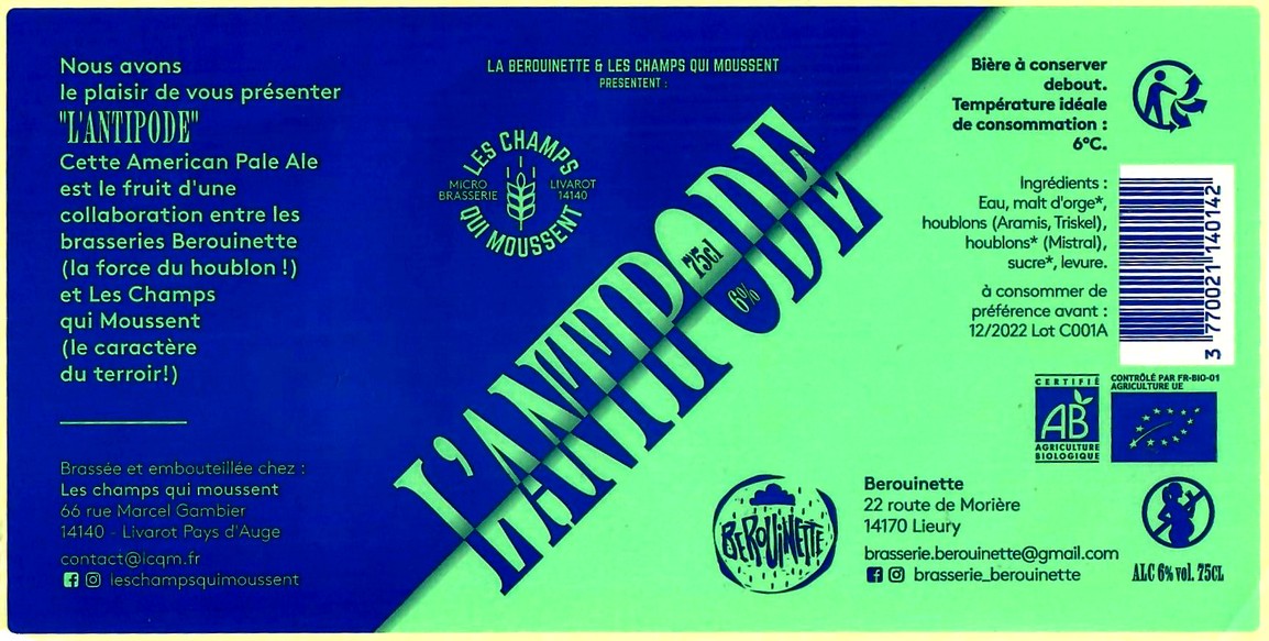 etiquette BRASSERIE LES CHAMPS QUI MOUSSENT 06