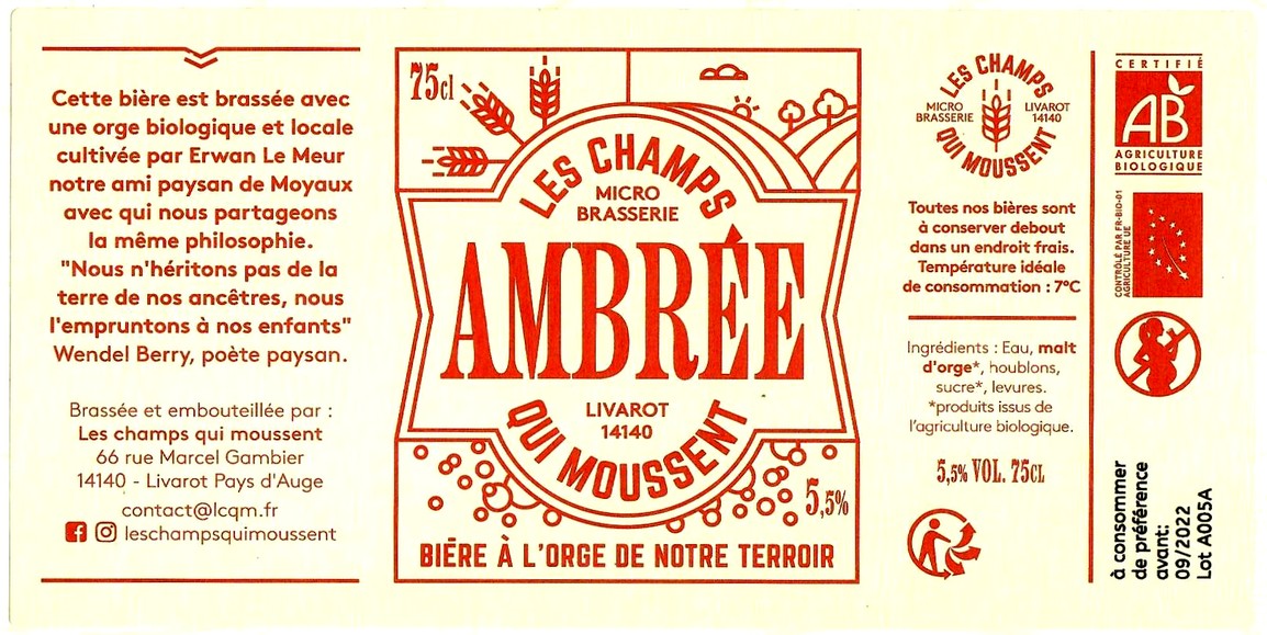 Etiquette BRASSERIE LES CHAMPS QUI MOUSSENT 08