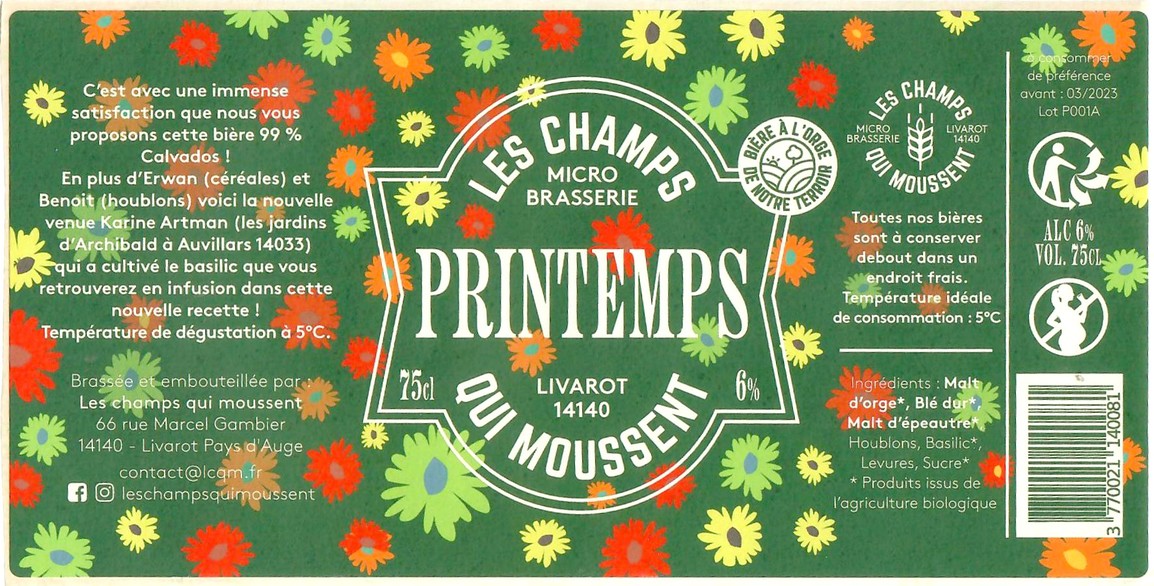 Etiquette BRASSERIE LES CHAMPS QUI MOUSSENT 12