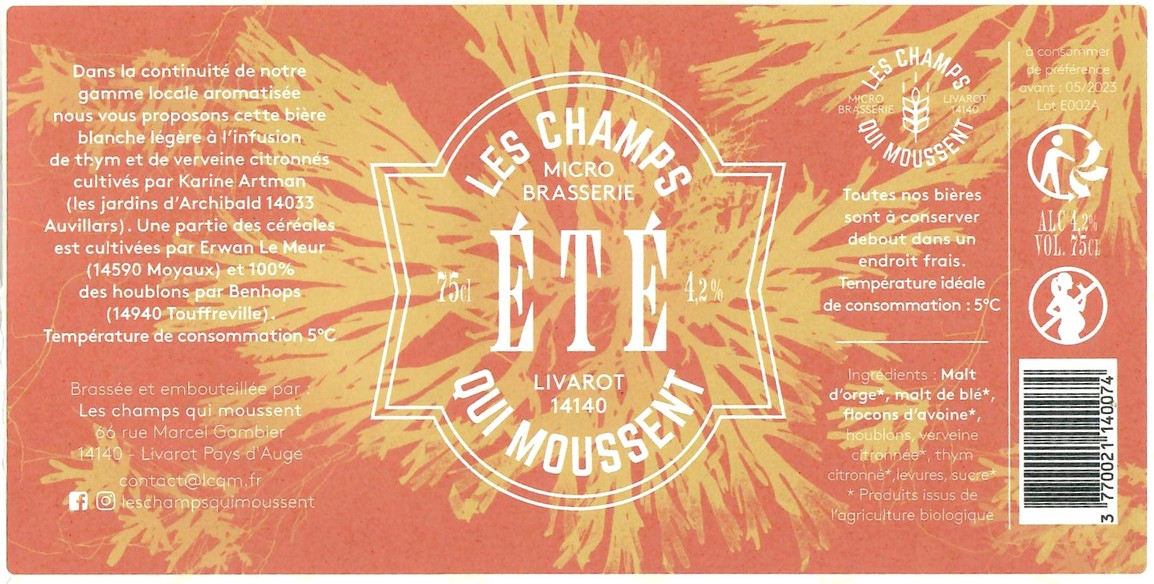 Etiquette BRASSERIE LES CHAMPS QUI MOUSSENT 14