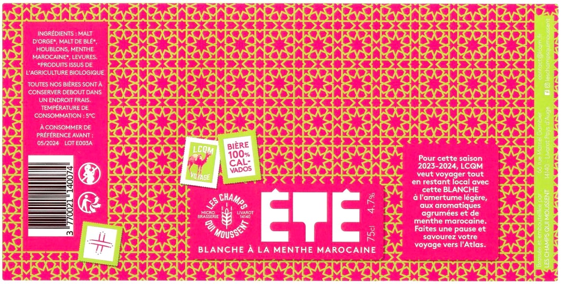 Etiquette BRASSERIE LES CHAMPS QUI MOUSSENT 17