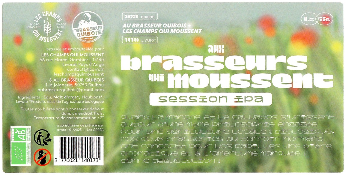 Etiquette BRASSERIE LES CHAMPS QUI MOUSSENT 21