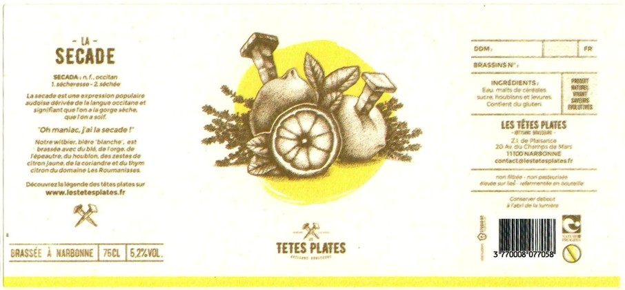 etiquette BRASSERIE LES TETES PLATES 06