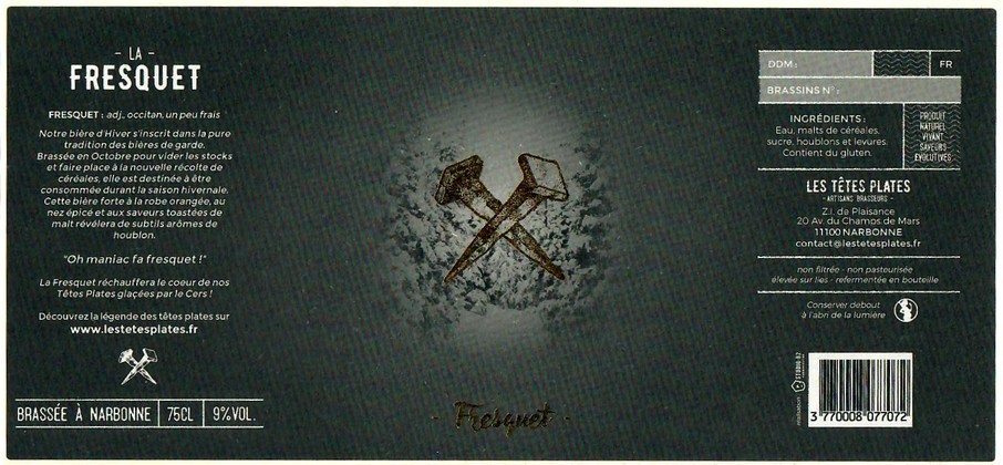 etiquette BRASSERIE LES TETES PLATES 07