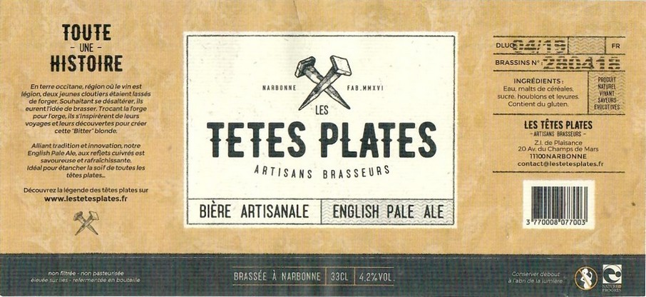 Etiquette BRASSERIE LES TETES PLATES 10