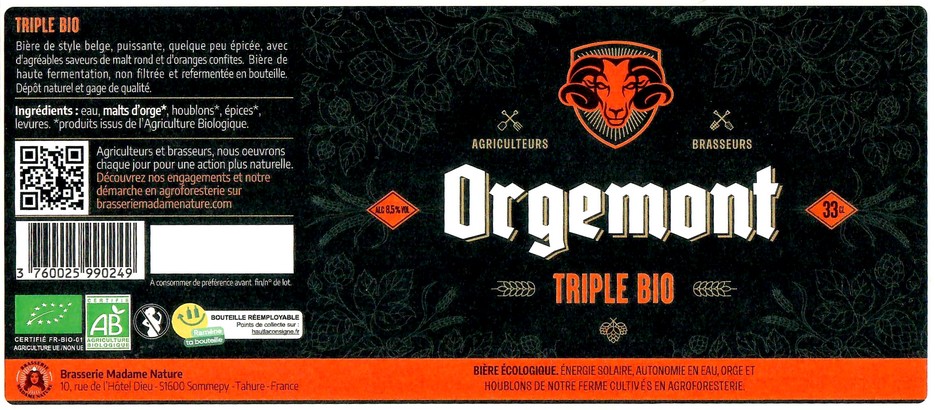 Etiquette BRASSERIE MADAME NATURE 02