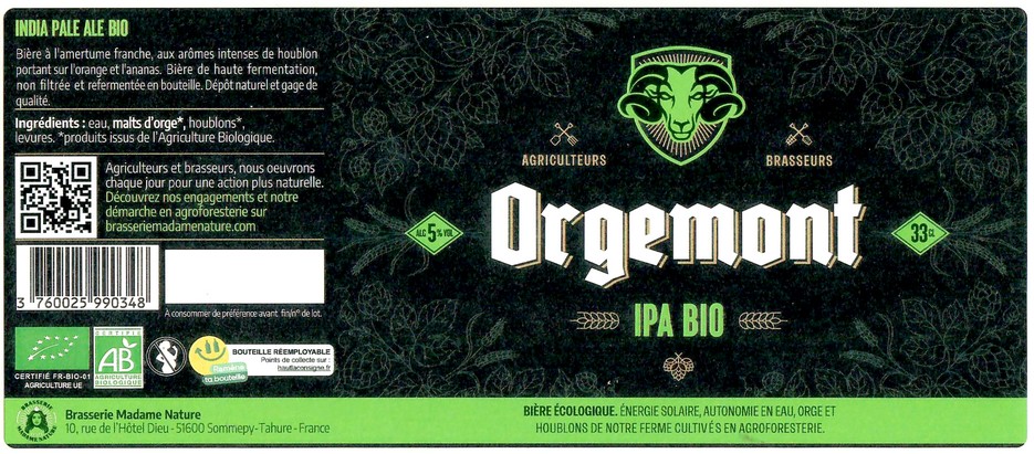 Etiquette BRASSERIE MADAME NATURE 03