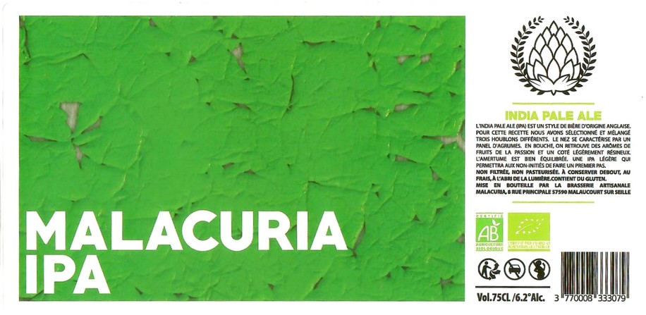 Etiquette BRASSERIE MALACURIA 10