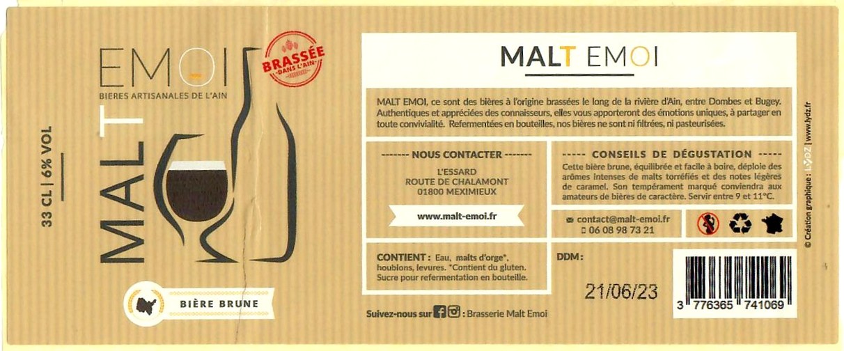 Etiquette BRASSERIE MALT EMOI 18