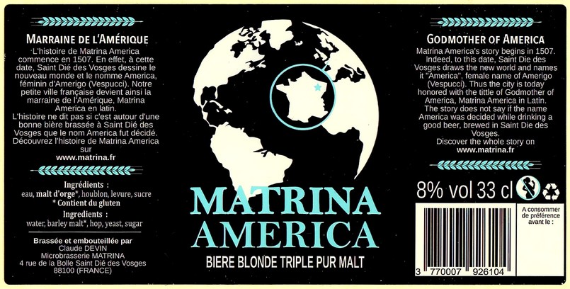 Etiquette BRASSERIE MATRINA AMERICA 02