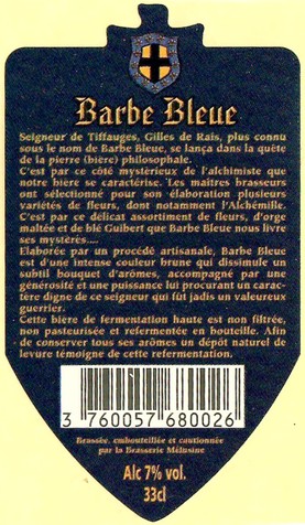 Etiquette BRASSERIE MELUSINE 22B