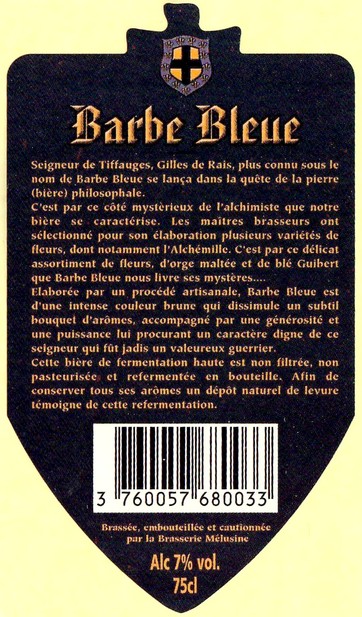 Etiquette BRASSERIE MELUSINE 23B