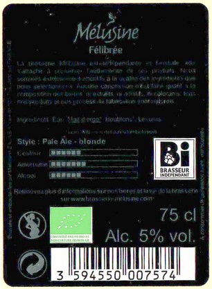 Etiquette BRASSERIE MELUSINE 57C