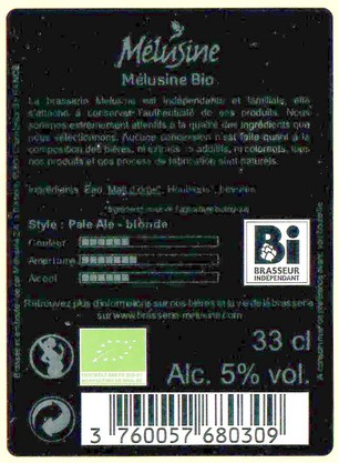 Etiquette BRASSERIE MELUSINE 61B