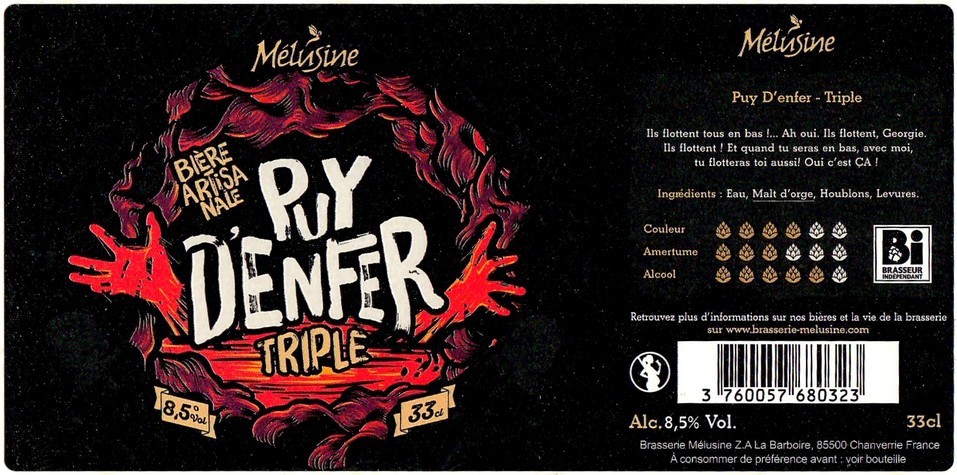 Etiquette BRASSERIE MELUSINE 79