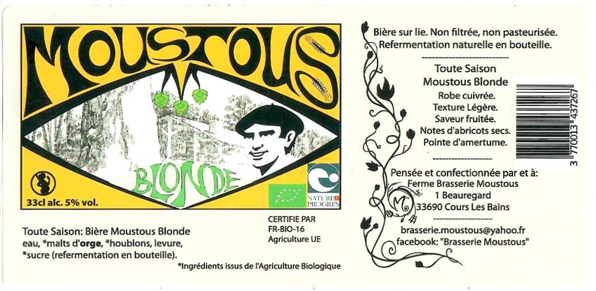 Etiquette BRASSERIE MOUSTOUS 26