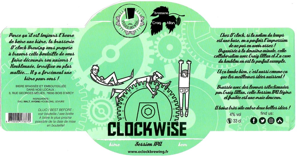 Etiquette BRASSERIE O CLOCK 35