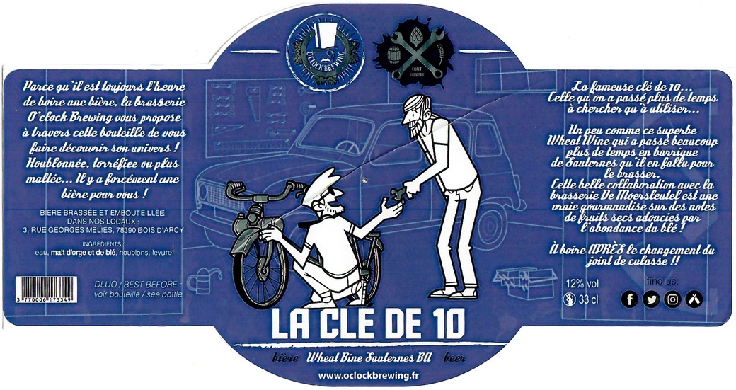 Etiquette BRASSERIE O CLOCK 46