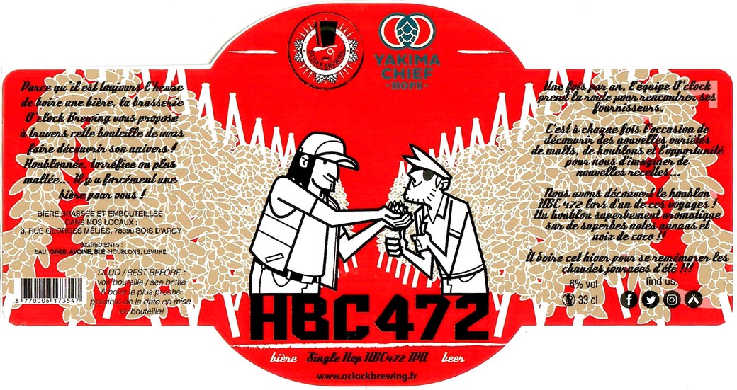 Etiquette BRASSERIE O CLOCK 51