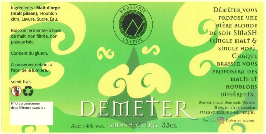 Etiquette BRASSERIE OLYMPE 06