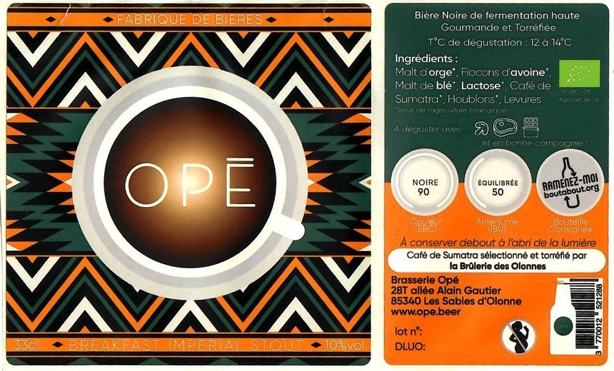 Etiquette BRASSERIE OPE 26