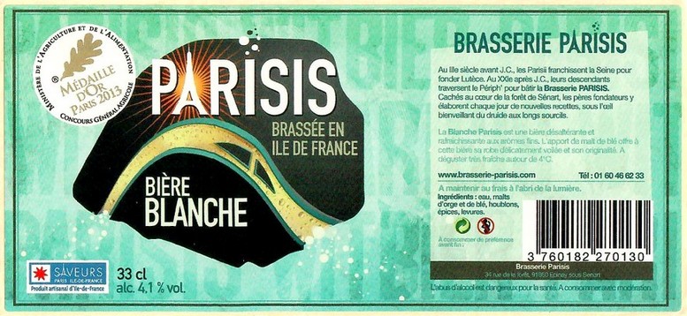 Etiquette BRASSERIE PARISIS 13