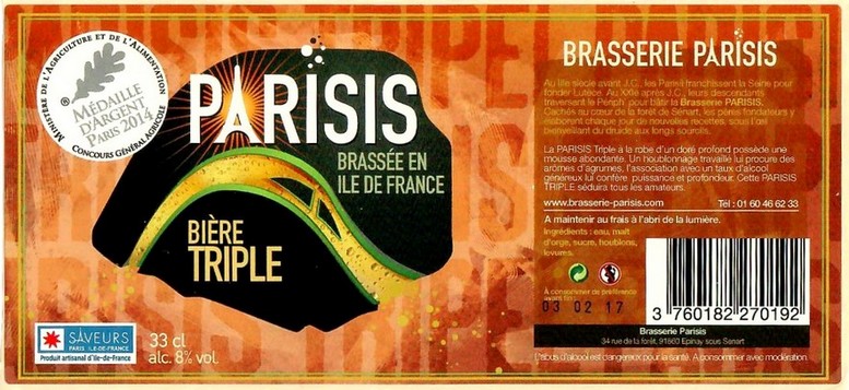 Etiquette BRASSERIE PARISIS 17