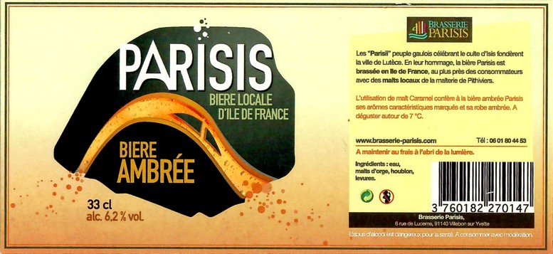 Etiquette BRASSERIE PARISIS 20