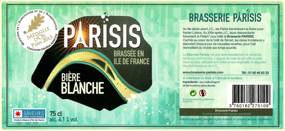 Etiquette BRASSERIE PARISIS 42