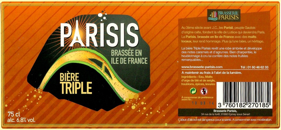 Etiquette BRASSERIE PARISIS 46