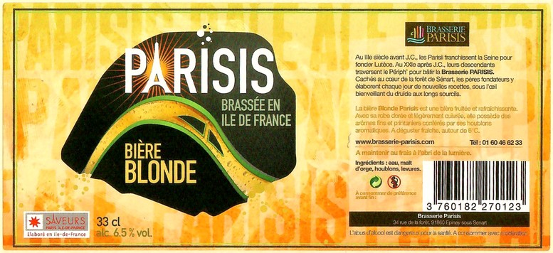 Etiquette BRASSERIE PARISIS 51