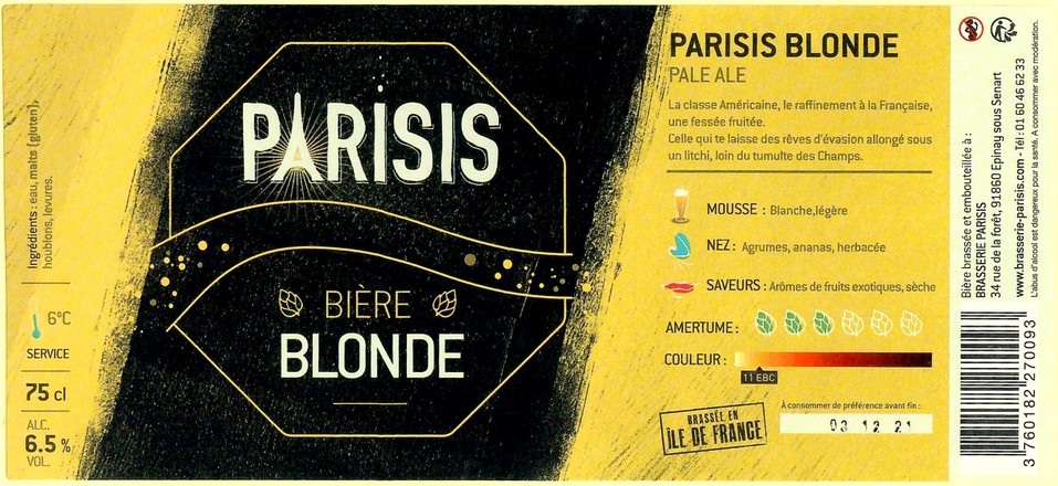 Etiquette BRASSERIE PARISIS 67