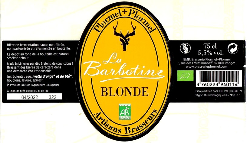 Etiquette BRASSERIE PLORMEL 19