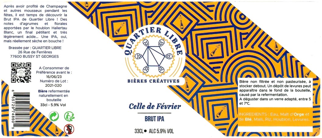 Etiquette BRASSERIE QUARTIER LIBRE 01